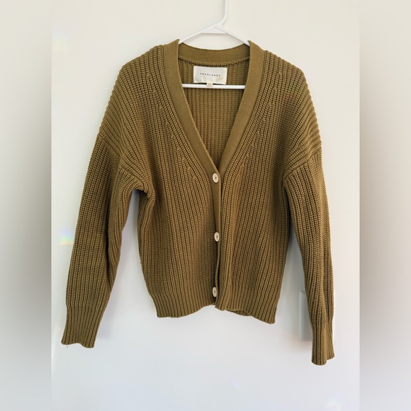Tradlands Shelter Cotton Cardigan in Dark Olive Green, size XS LIKE NEW - Picture 2 of 10